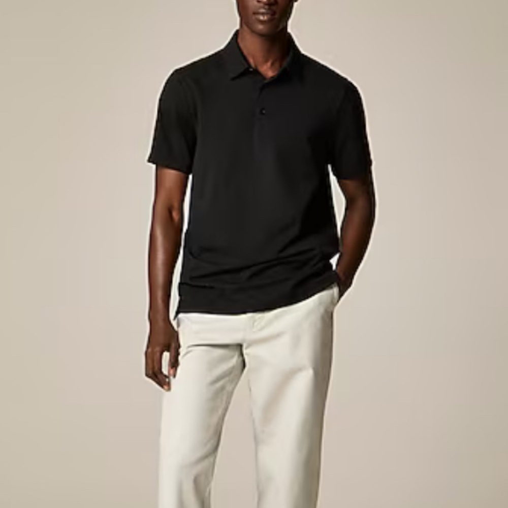 J Crew Black Performance Pique Polo Shirt Mens Small NWT